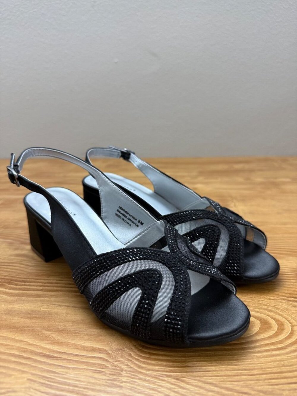David Tate Desire Black Rhinestone Size 8 - 1321